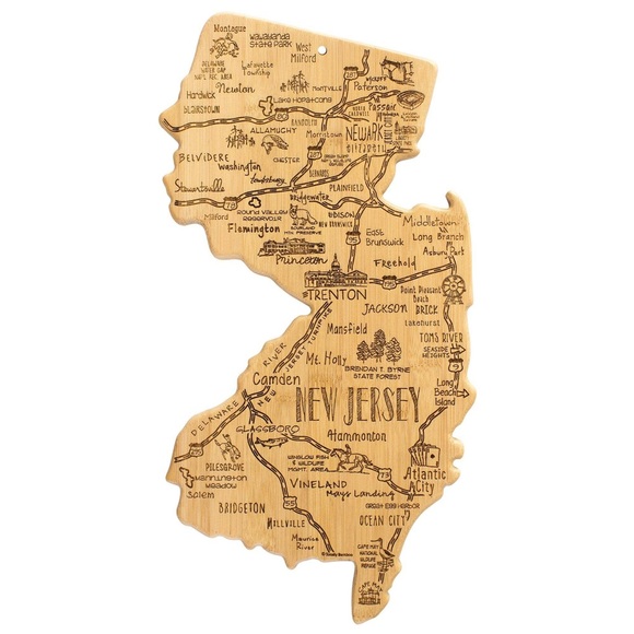 NEW ! Destination New Jersey State Shaped Bamboo Serving, and Cutting Board - Picture 3 of 7